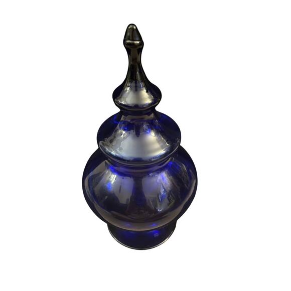 Cobalt Blue Potpourri-Candy Jar With Lid on Pedestal 13” Tall - Picture 3 of 10